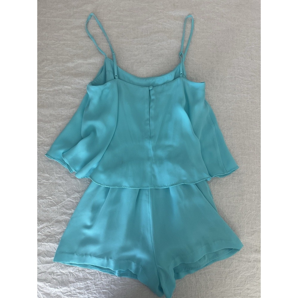 Bebe Women's Blue Romper NWT (Read) Size 4 Adjustable Spaghetti Strap Flowy - Picture 12 of 13